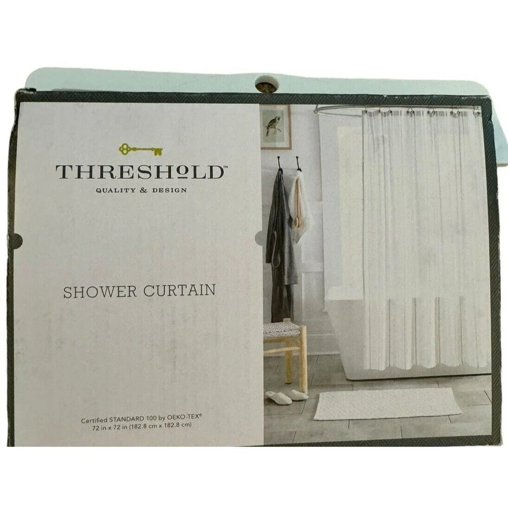 ⚡️Threshold Gray Variegated Stripe Dainty Striped Standard Shower Curtain(72x72)